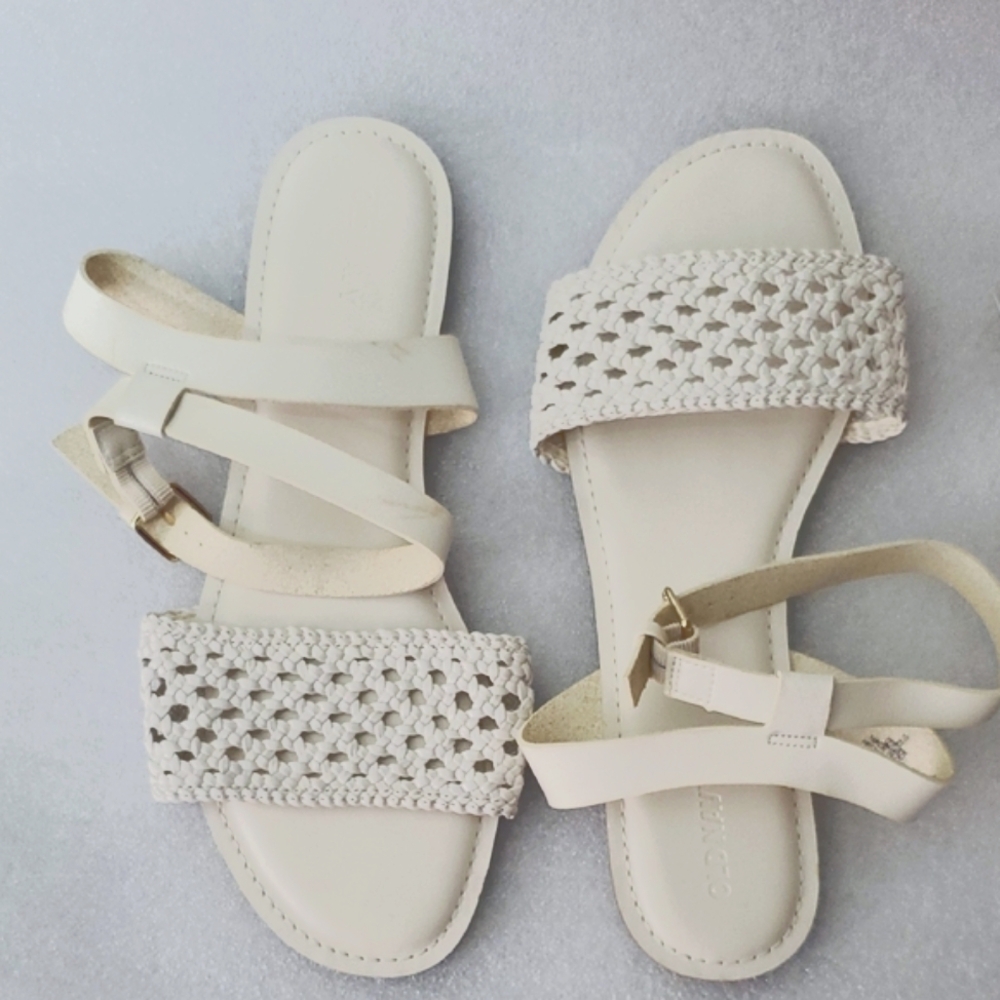 White Woven Band Sandals - Size 10 NWOT